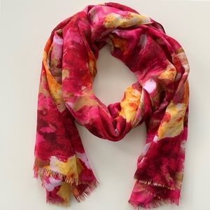 Saachi Watercolor Floral Pink & Yellow Scarf